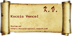 Kocsis Vencel névjegykártya